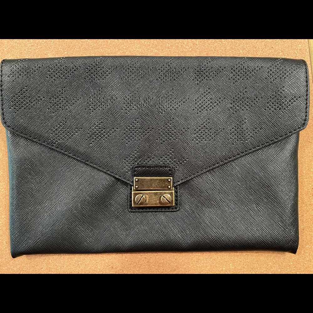 J Crew Black Clutch / Shoulder Bag, Chain Strap